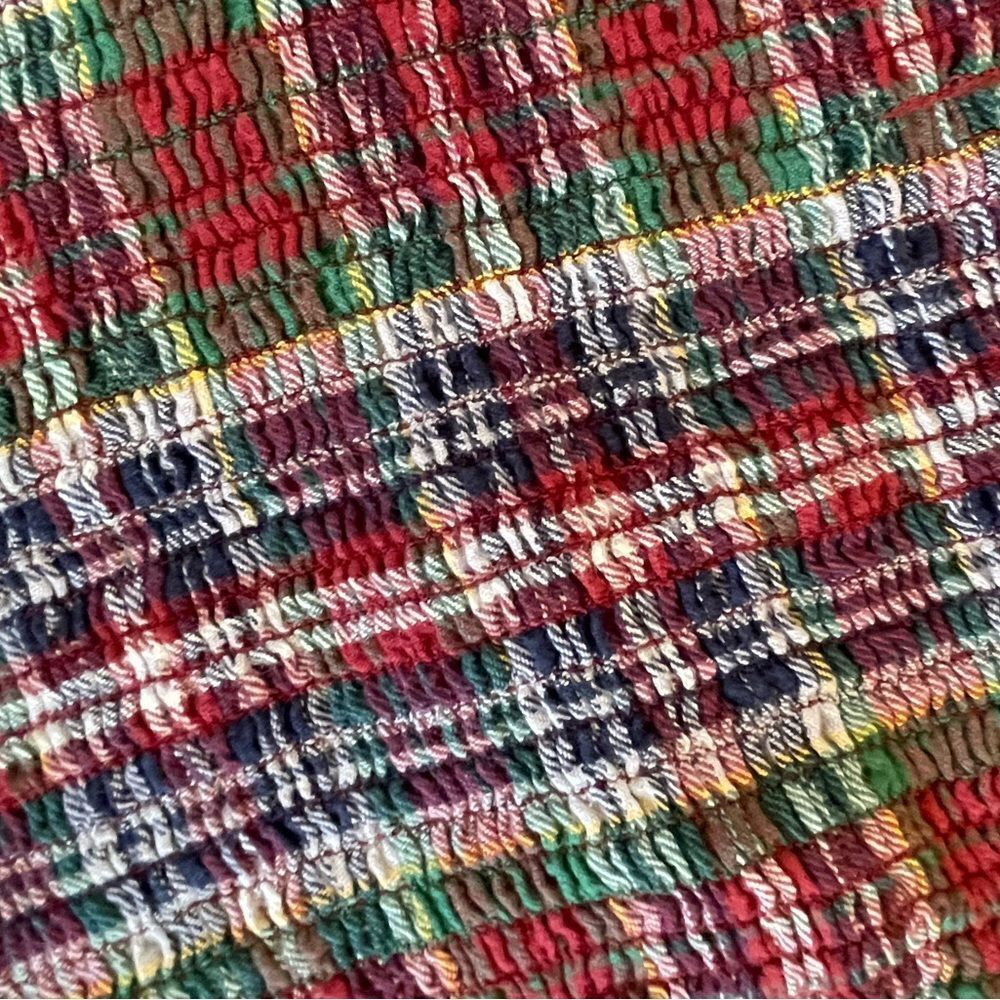 American Eagle Red Plaid Puff Sleeve Top Women Size Medium - Picture 2 of 6